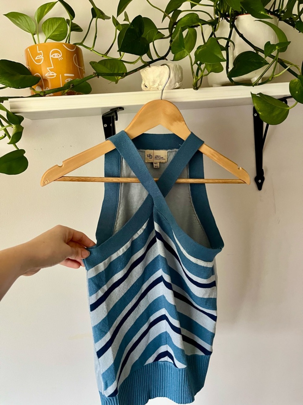 Urban Behavior Blue Crisscross Knit Tank